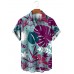 Summer Tropical Palm Leaf Jungle Print Short Sleeve Shirt